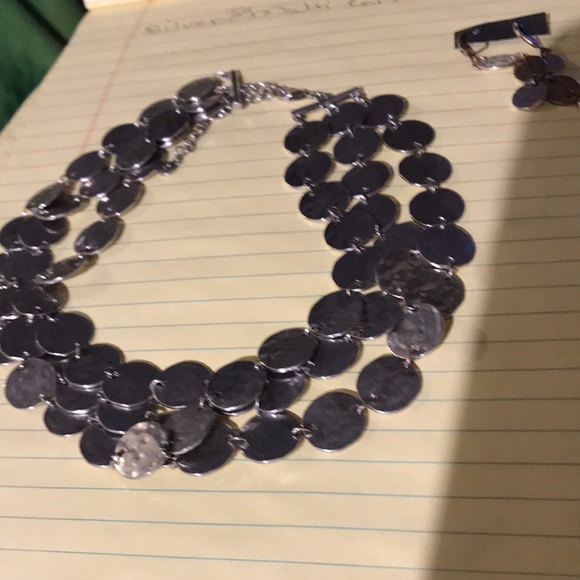 Silver multi coin necklace with earrings - Picture 3 of 6